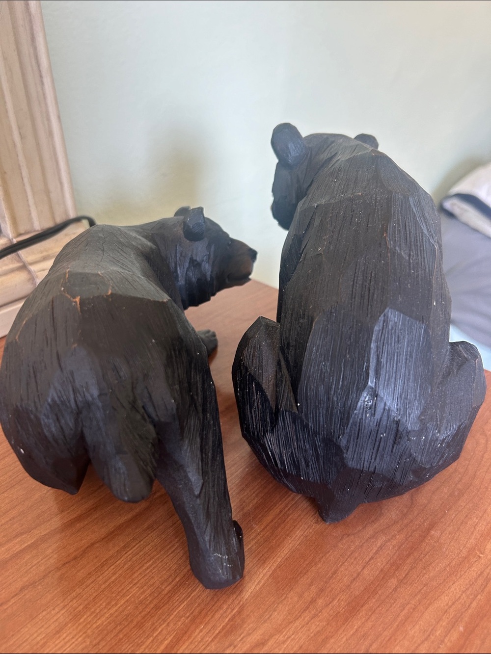 Set of 2 Black Wooden Bear Figurines - Picture 9 of 10